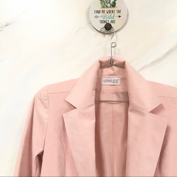 💖ULTRASUEDE-baby PINK vintage long blazer jacket - Picture 3 of 8